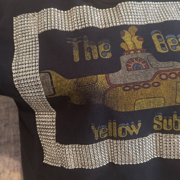 Spenny Lane Custom Made Cropped Band Tee The Beatles Yellow Submarine Rock Shirt - Picture 2 of 5